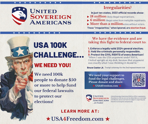 United Sovereign Americans Leading the Nationwide 100K Challenge to Safeguard Elections